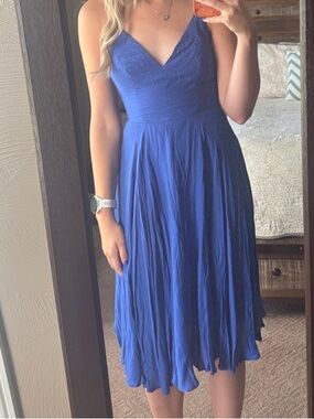 Lulu's Royal Blue V-Neck Spaghetti Strap Midi Dress